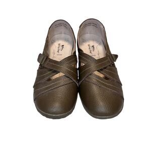 Spring Step Heloise Leather Mary Jane Slip On Shoes Taupe/Grey women 39W